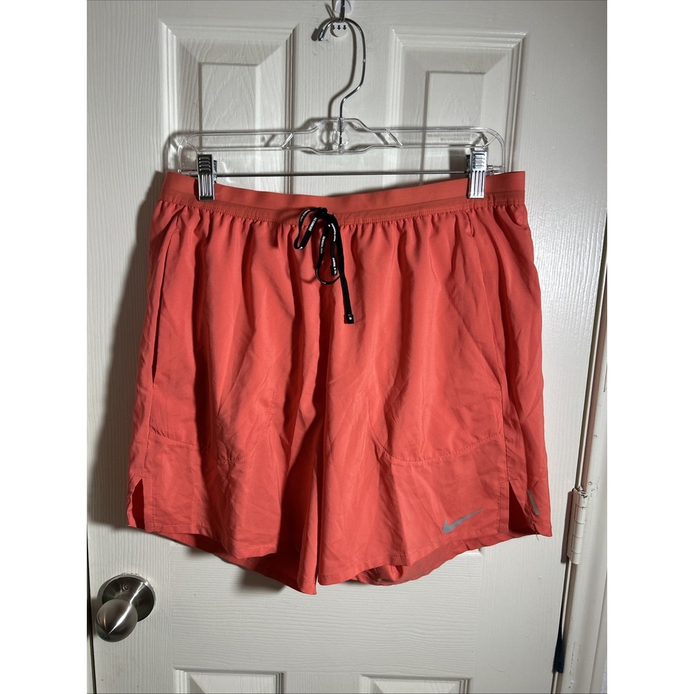 Nike Flex Stride Shorts Mens Large Running Orange Lined Reflective 9 Inch Gym